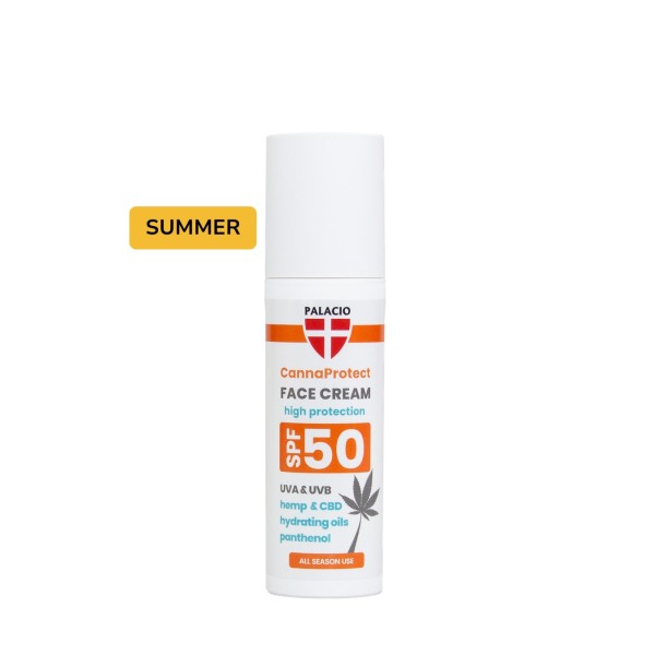 CannaProtect Crème Visage SPF50 au Chanvre & CBD, 50 ml Palacio