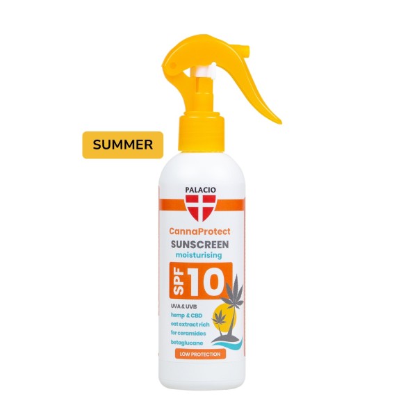 CannaProtect Lait Solaire SPF10 au Chanvre & CBD, 200 ml Palacio
