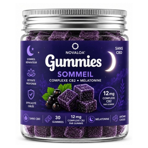 Gummies Complexe CB2 Sommeil Cassis & Mûre 12mg | Novaloa
