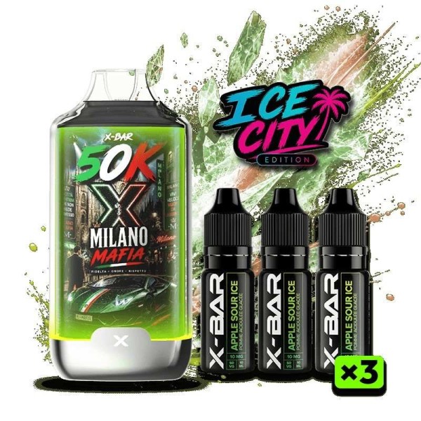 Kit X-BAR 50K Ice City Milano Mafia - Pomme Acidulée Glacée