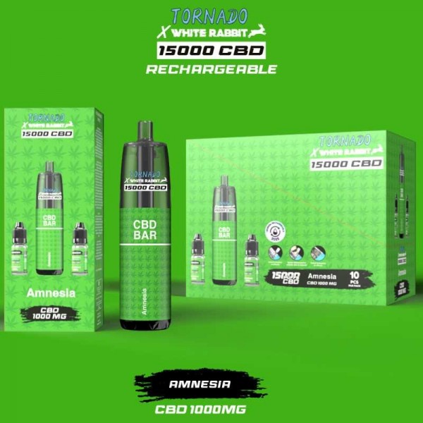 Puff CBD Tornado x White Rabbit 15000 Amnesia Rechargeable