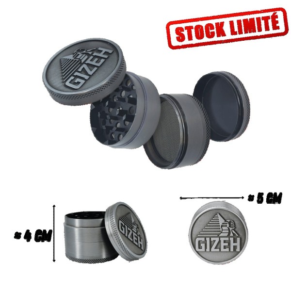 Grinder Gizeh Métal 4 Parties - Broyeur Épices et Herbes avec Raclette