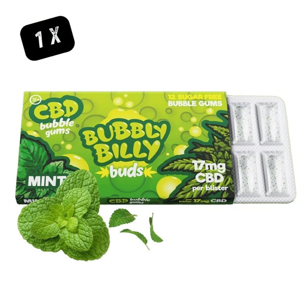 Chewing Gum CBD Bubbly Billy Buds Menthe 17mg - Pack 12 pièces