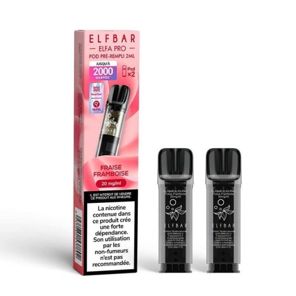 Pod pre-rempli Fraise Framboise 2ml Elfa Pro - ElfBar (pack de 2)
