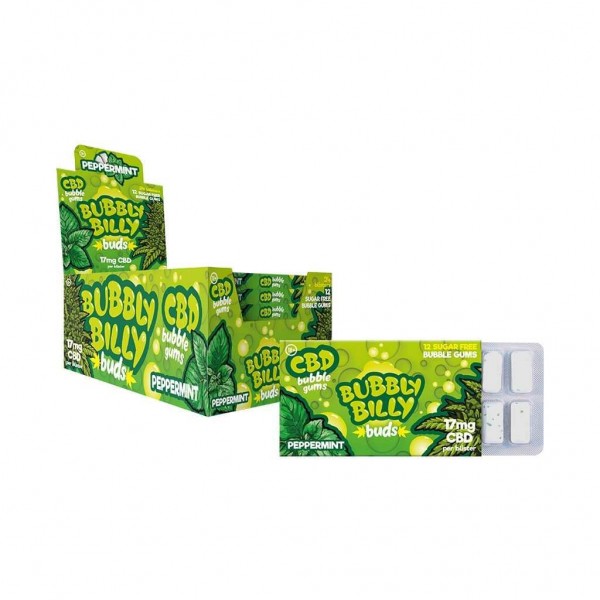 Boîte de 24 Chewing-gum CBD menthe poivrée | BUBBLY BILLY